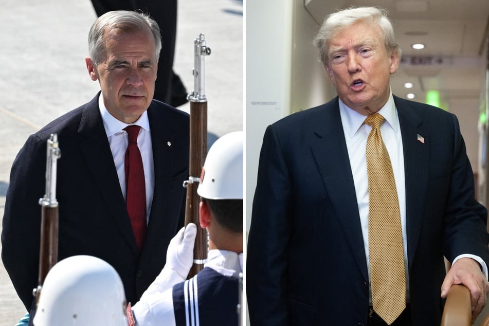 Canadian Prime Minister Mark Carney (l.) indicated support for President Donald Trump's latest attacks on Iran.
