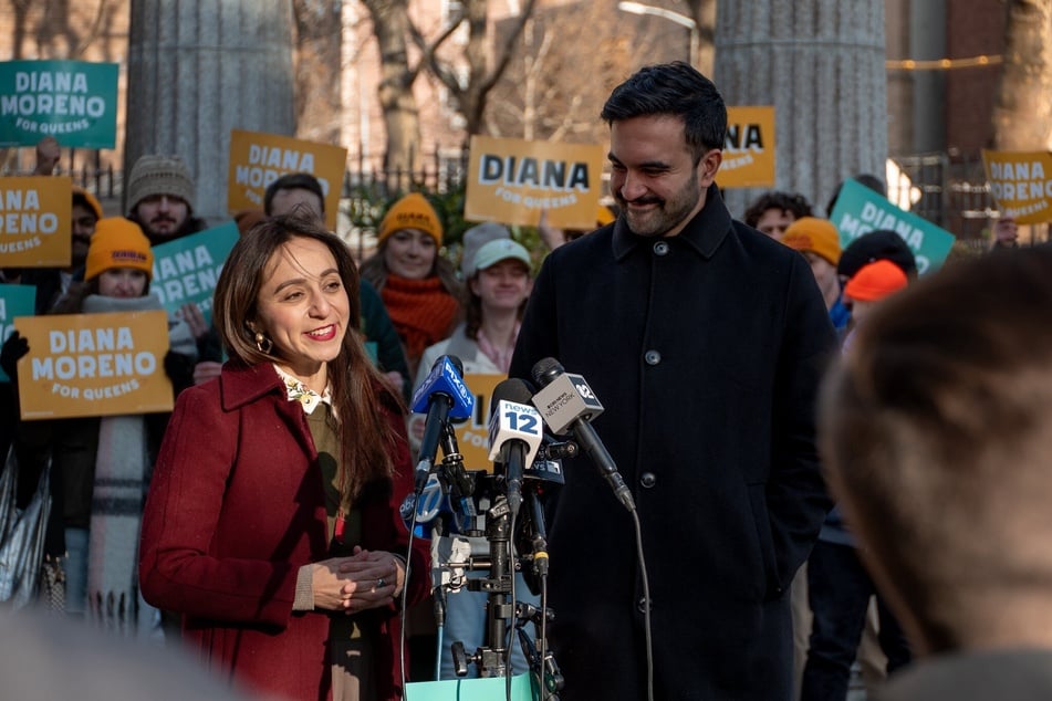 New York City Mayor Zohran Mamdani (r.) had endorsed Diana Moreno to become his successor in the state Assembly.