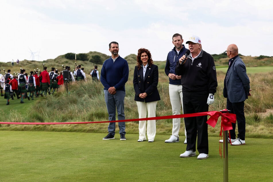 President Donald Trump on Tuesday officially opened his new golf course on the Aberdeenshire coast in Scotland.