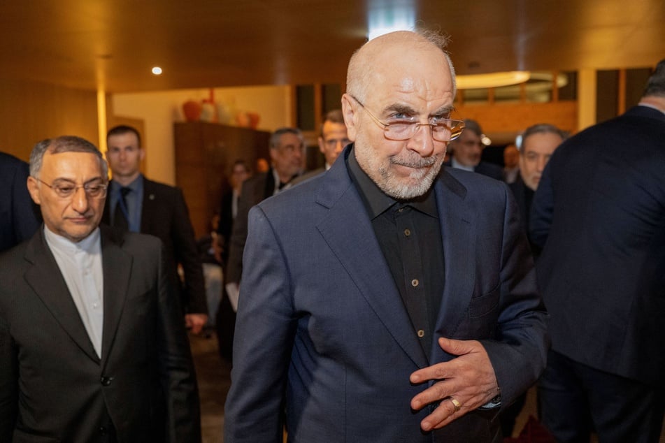 Speaker of the Parliament of Iran Mohammad Bagher Ghalibaf arrives at the Burgenstock resort in Obbuergen, Switzerland, for talks with the US on June 21, 2026.