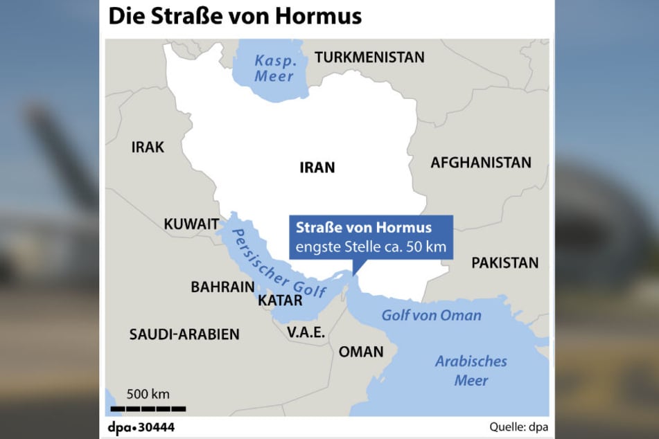Iran und die Straße von Hormus mit angrenzender Ländern