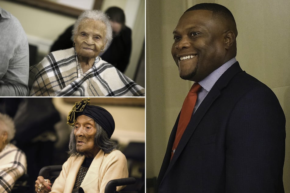 Tulsa Mayor Monroe Nichols (r.) has announced the creation of a Greenwood Trust to address ongoing harms of the 1921 race massacre amid a long fight for justice by survivors Viola Ford Fletcher (top l.) and Lessie Benningfield Randle.