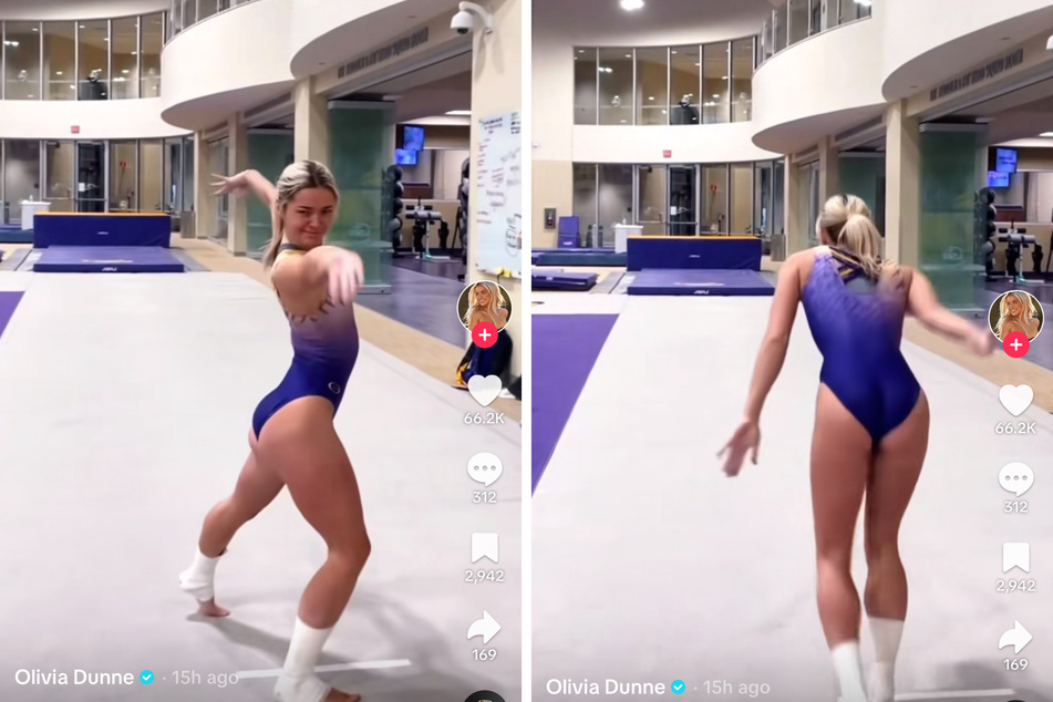 In a viral TikTok, Olivia Dunne playfully shared a glimpse of "anotha day in the office," which turned out to be a sassy performance on the floor.