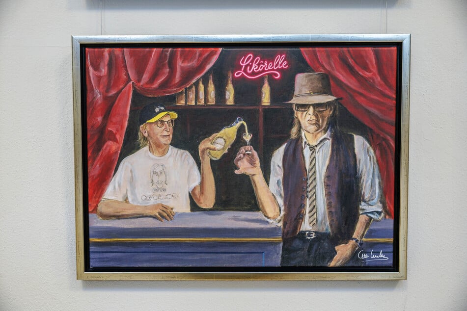 Otto mit seinem WG-Freund Udo Lindenberg auf dem Gemälde "Likorelle".