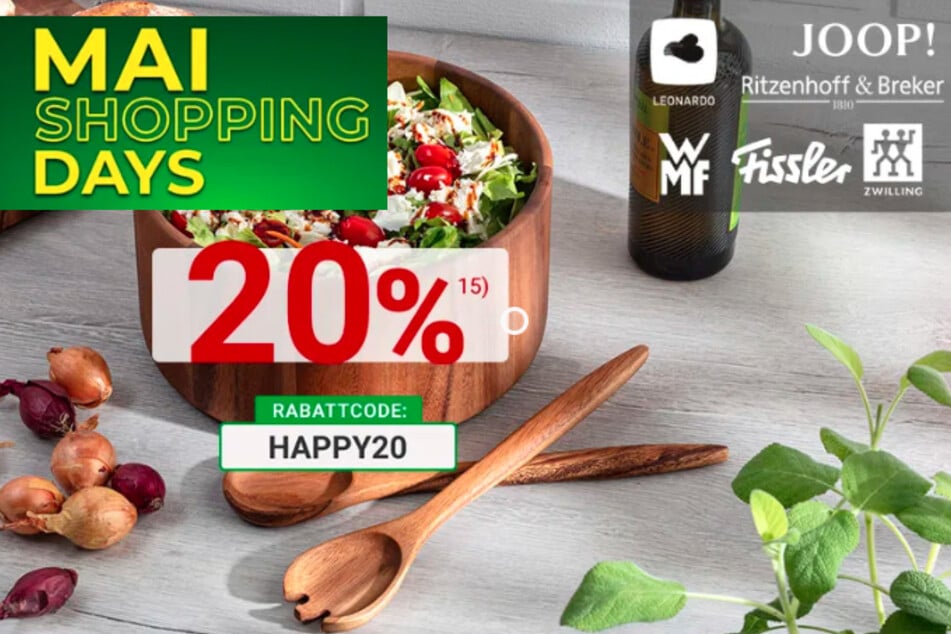 Mit dem Code: Happy20 gibt's auch im Online-Shop 20 Prozent Rabatt¹⁵ auf den Einkauf.