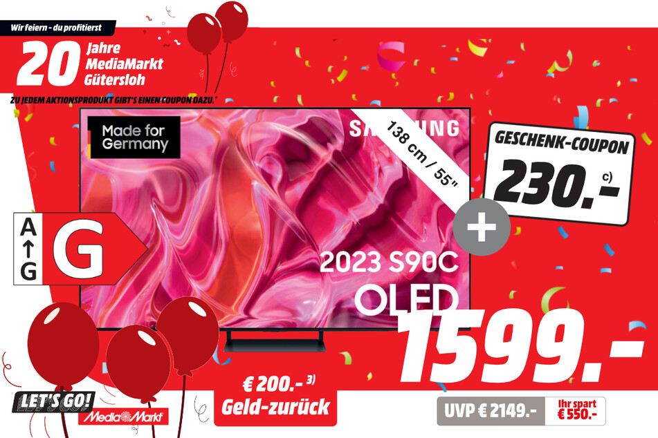 55-Zoll Samsung-Fernseher für 1.599 statt 2.149 Euro + 230-Euro-Coupon.