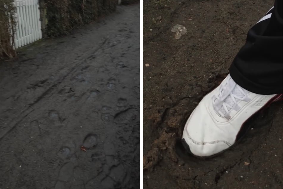 Jeder Schritt wird im Matsch sichtbar.