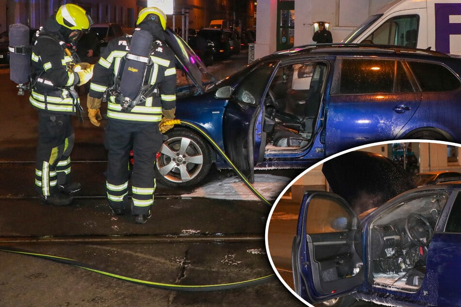 Leipzig: VW-Fahrer bemerkt plötzlich komischen Geruch: Kurz darauf brennt sein Auto aus