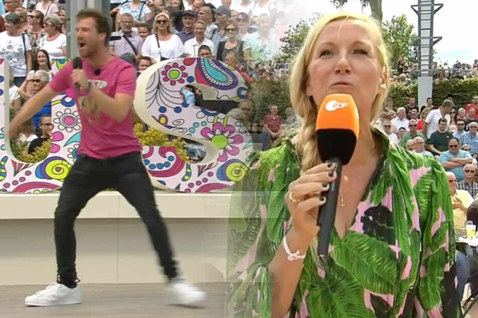 Fotomontage: Wird wohl nicht mehr von Moderatorin Andrea Kiewel zum ZDF-Fernsehgarten eingeladen: Comedian Luke Mockridge (l.).