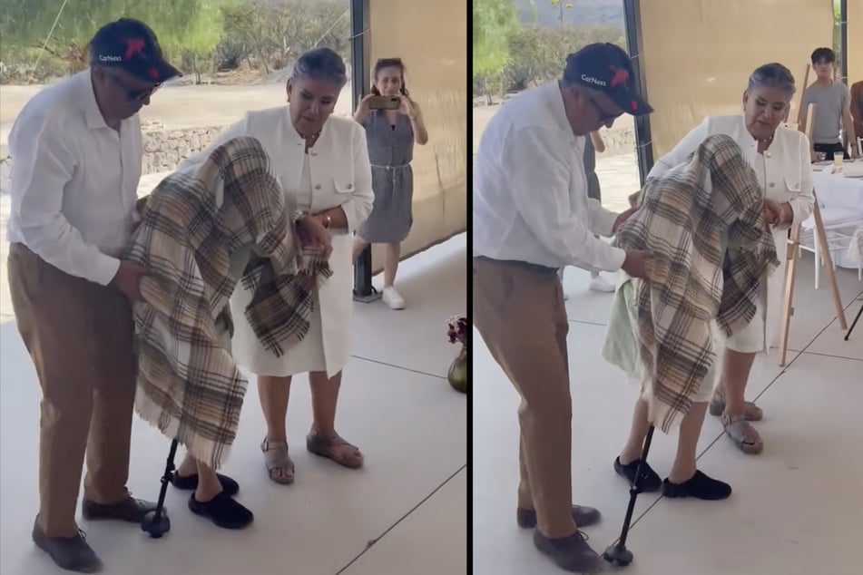 In einem Video aus Mexiko sieht man, wie eine 96-Jährige zu einer Feier gebracht wird. Zunächst wirkt die Seniorin gebrechlich und schwach.