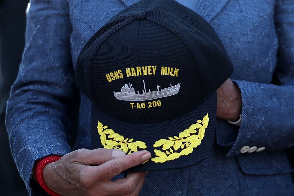 The USNS Harvey Milk, a 744-foot refuelling vessel, was christened at a ceremony in 2021 attended by then-Secretary of the Navy Carlos Del Toro.