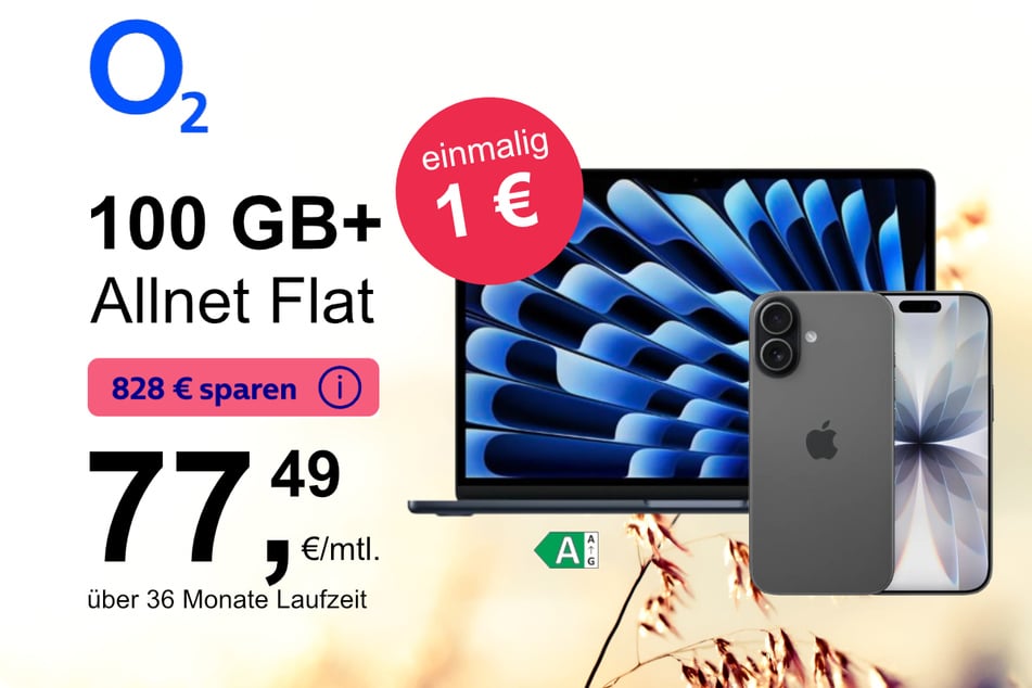Das iPhone 17 mit MacBook Air 13 M5 für einmalig nur 1 Euro bei o2.