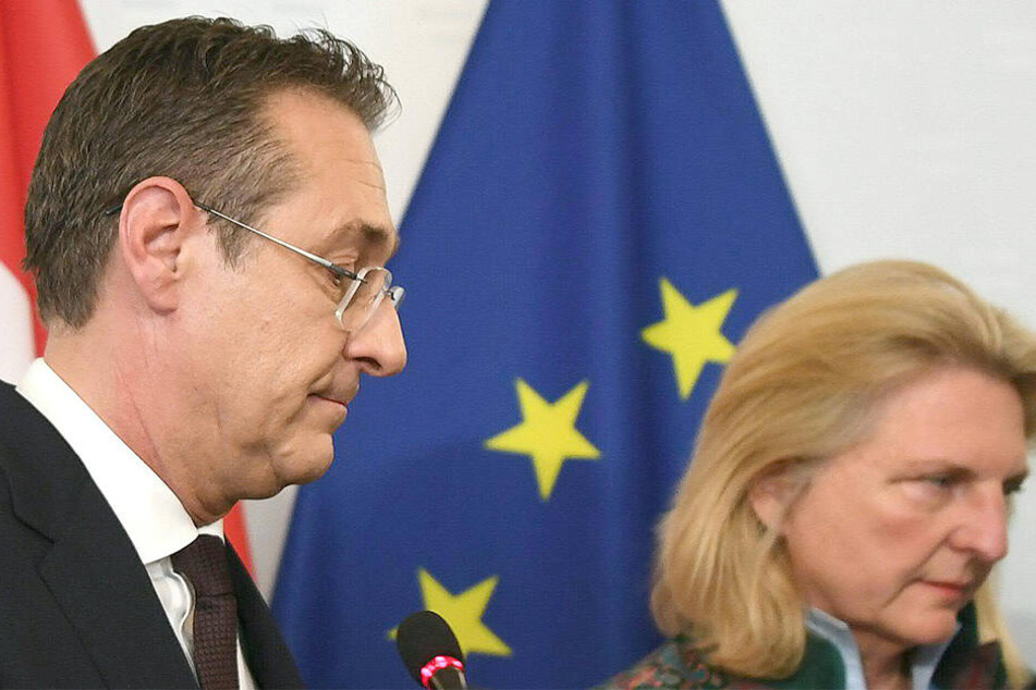 Der zurückgetretene Heinz-Christian Strache und Außenministerin Karin Kneissl.
