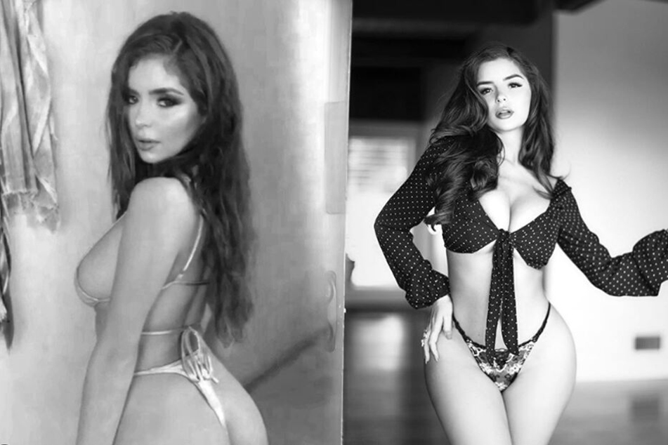 Eine gelungene Abwechslung: Demi Rose verführerisch und sexy in schwarz-weiß.