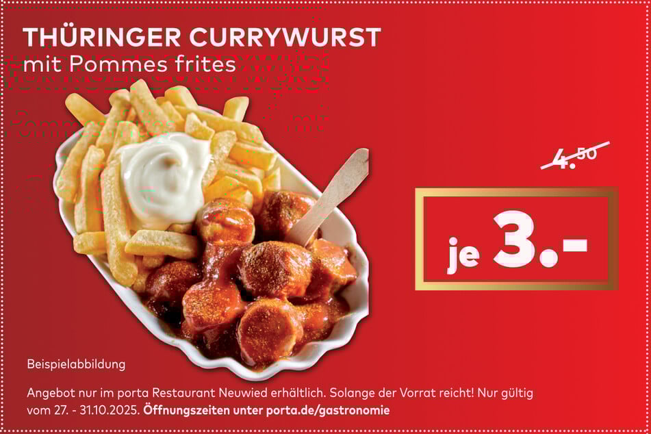 Jetzt Coupon sichern und Thüringer Currywurst genießen.