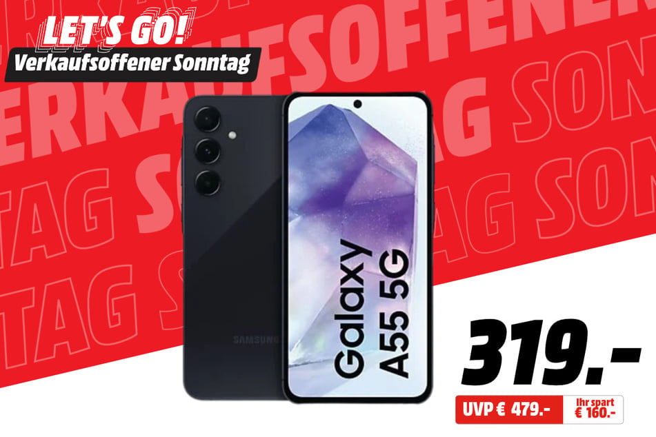 Samsung Galaxy A55 5G für 319 statt 479 Euro.