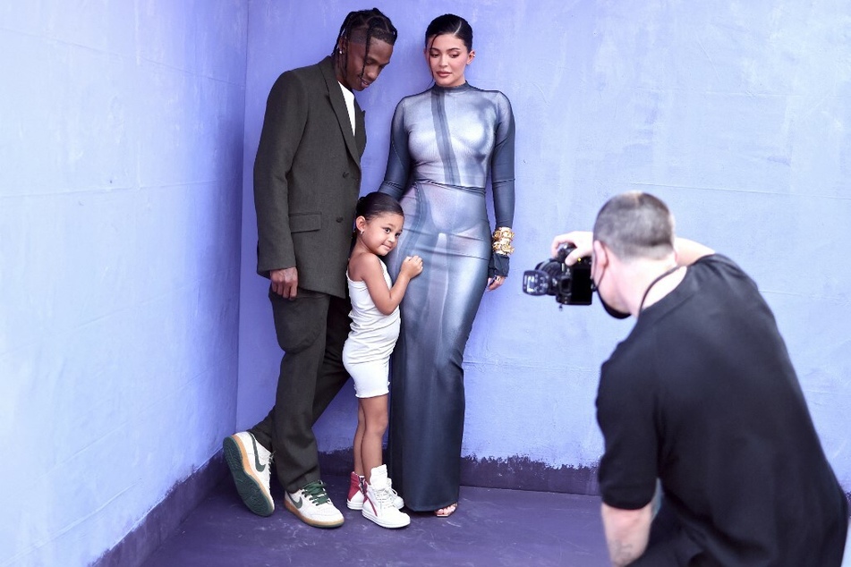 A family affair! Stormi Webster (m) poses with her parents at the 2022 BBMAs.