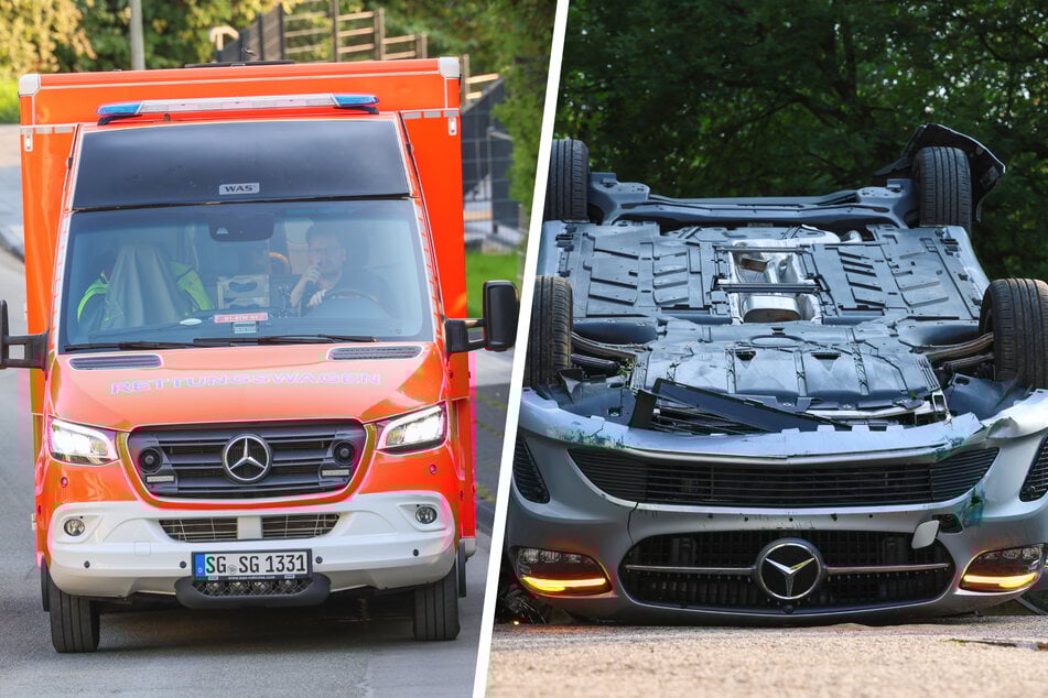 Parkversuch geht schief: Mercedes überschlägt sich auf Solinger Parkplatz