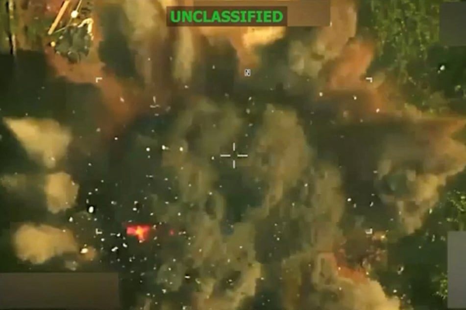 A screengrab taken from a video released on June 12, 2026, shows an explosion following what President Donald Trump said was a strike carried out by US forces that killed Hector Rusthenford Guerrero Flores.