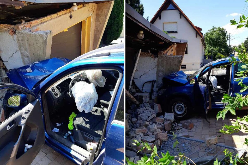 Ein VW-Fahrer (77) krachte am Dienstag mit seinem Tiguan in die Garage seines Nachbarn.