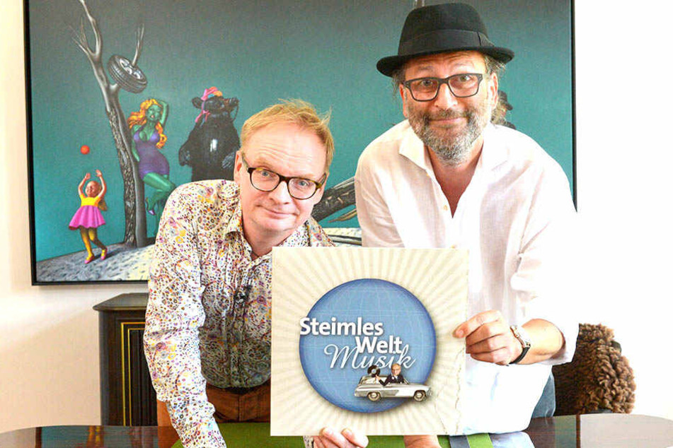Uwe Steimle (54, l.) und Musiker Michael Seidel (54) haben "Steimles Welt Musik" in Vinyl gepresst.