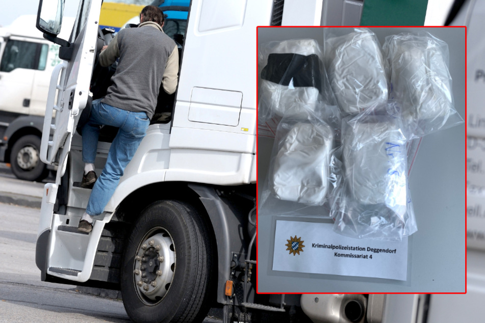 Fünf Kilo Amphetamin wurden von einem Lkw-Fahrer beschlagnahmt. (Bildmontage)