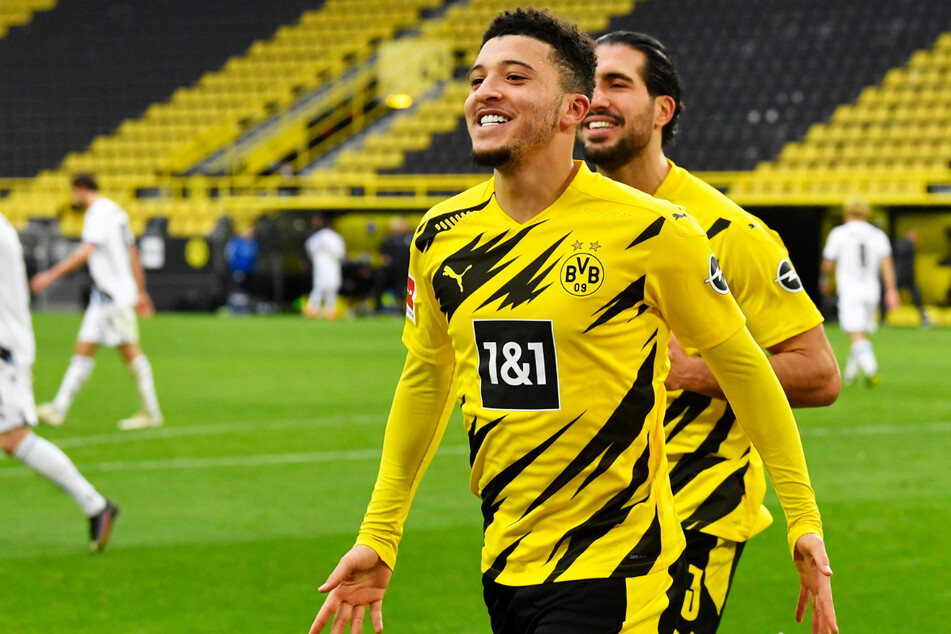 Jadon Sancho (21) durfte für den BVB 50-mal ein eigenes Tor bejubeln. Bei Manchester United erhofft man sich eine ähnliche Quote - sofern der Transfer über die Bühne geht.