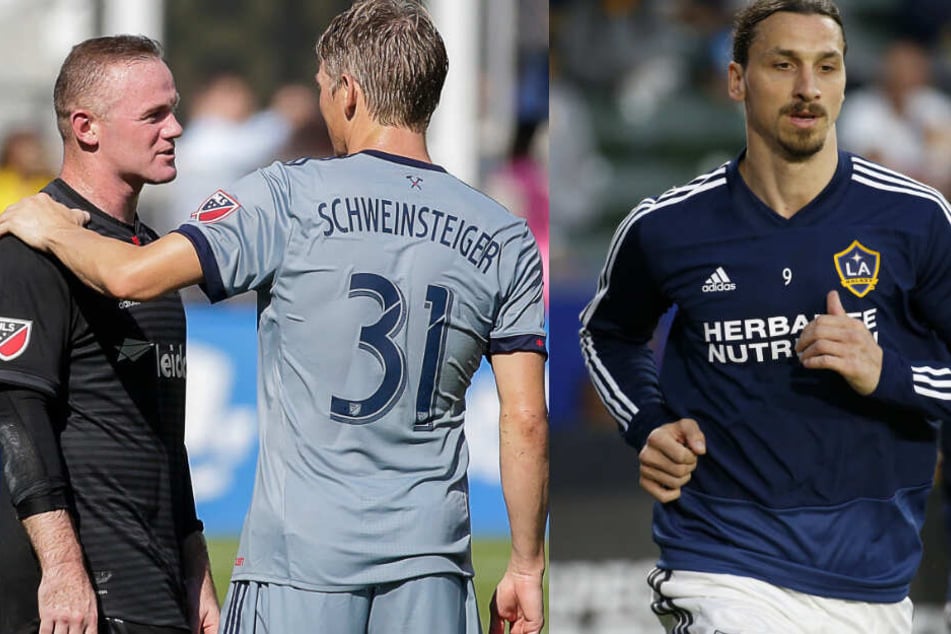 Auf diese Stars trifft der Berliner nun. Links Manchester United-Legende Wayne Rooney, mittig Weltmeister Bastian Schweinsteiger und rechts, Weltstar Zlatan Ibrahimovic. (Bildmontage)
