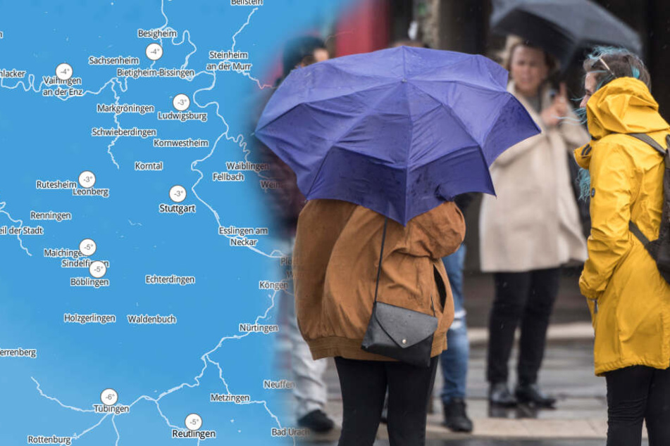 Am Sonntag stehen Regen und Sturm ins Haus. (Montage/Symbolbild)