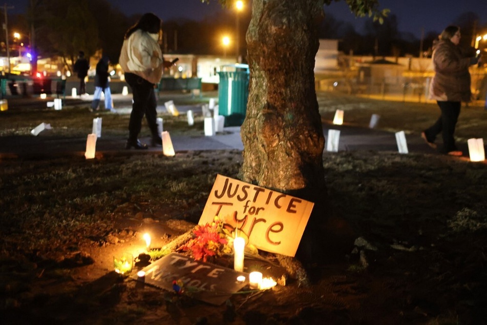 People attend a candlelight vigil in memory of Tyre Nichols at the Tobey Skate Park in Memphis, Tennessee.