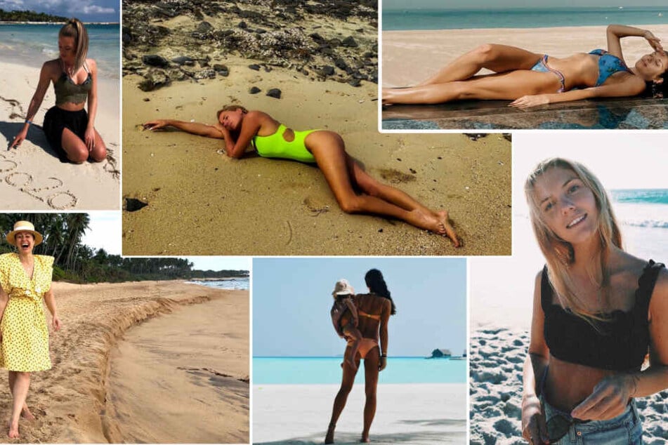 Diese Stars entfiehen dem kalten Winterwetter an den Strand. (Bildmontage)