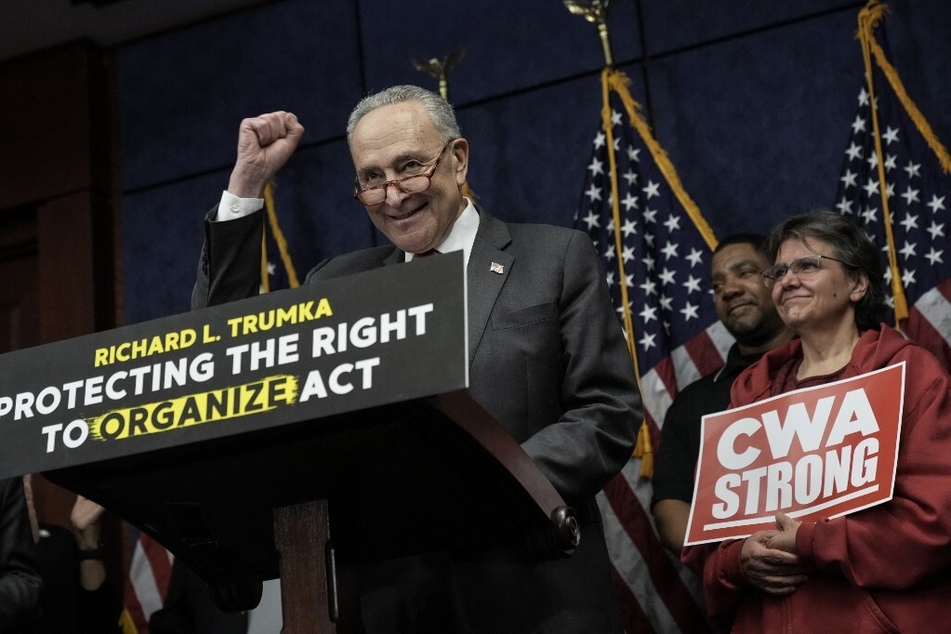 Senate Majority Leader Chuck Schumer speaks in support of the PRO Act.