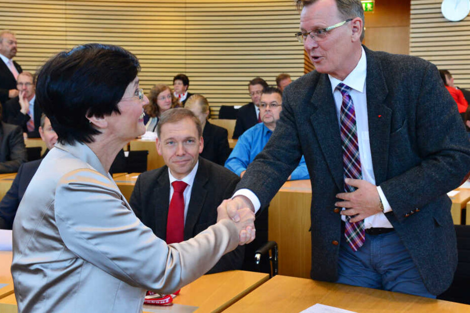 Bodo Ramelow (64) und Christine Lieberknecht (61) 2014 im Thüringer Landtag. Damals war sie noch Ministerpräsidentin.