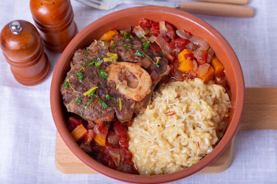 Osso buco is typically served with a saffron risotto.