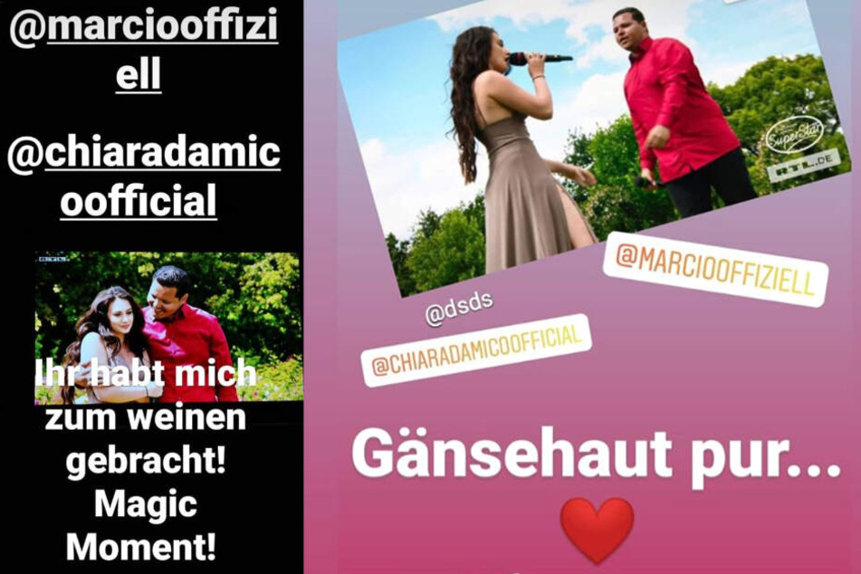 Das Bild zeigt die Screenshots zweier Instagram-Storys, welche Chiara D'Amico in der Nacht zu Sonntag teilte.