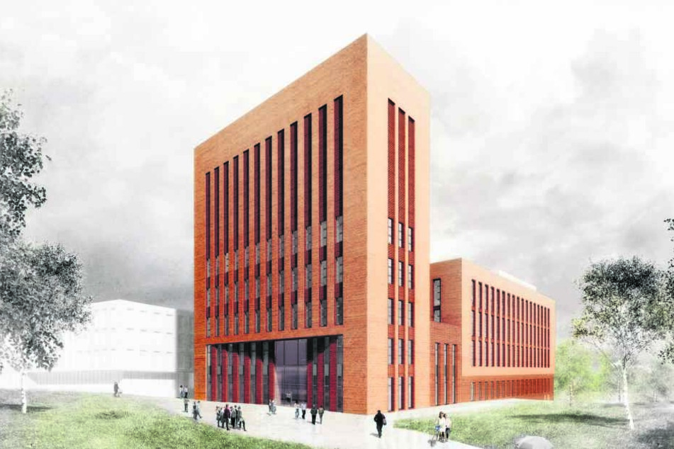 So soll der Neubau auf dem Gelände der Bergakademie Freiberg aussehen.