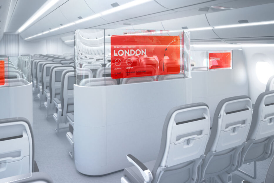 Diese modernen Trennwände wurden von der Lufthansa und LG gemeinsam entwickelt.