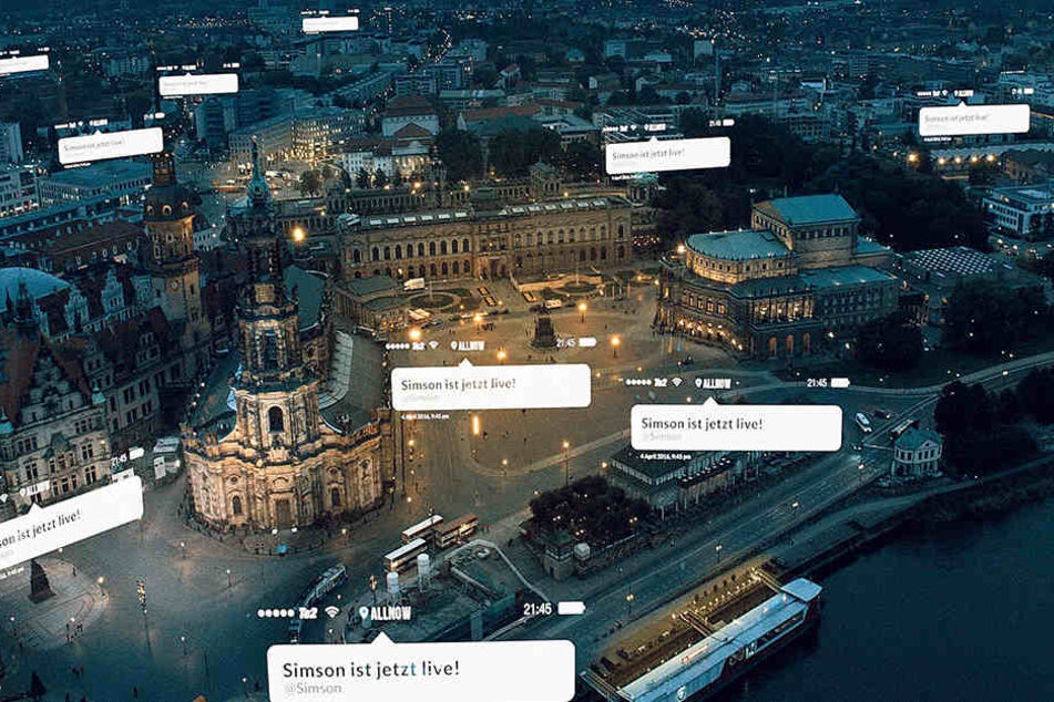 Immer wieder zeigen Luftaufnahmen: Ganz Dresden scheint online zu sein.