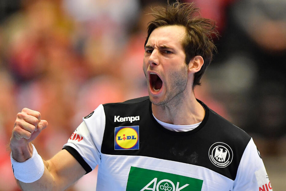 Gensheimer jubelt bei WM-Spiel über sein Tor gegen Frankreich.