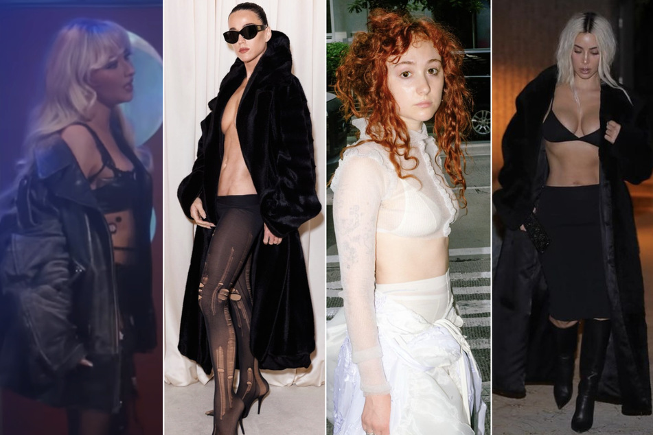 A "no-shirt" fashion statement sweeping through the Hollywood elite is just the latest nude fad to make its way to the mainstream. Celebs like (L-R) Sabrina Carpenter, Katy Perry, Chappell Roan, and Kim Kardashian have been loving the look!