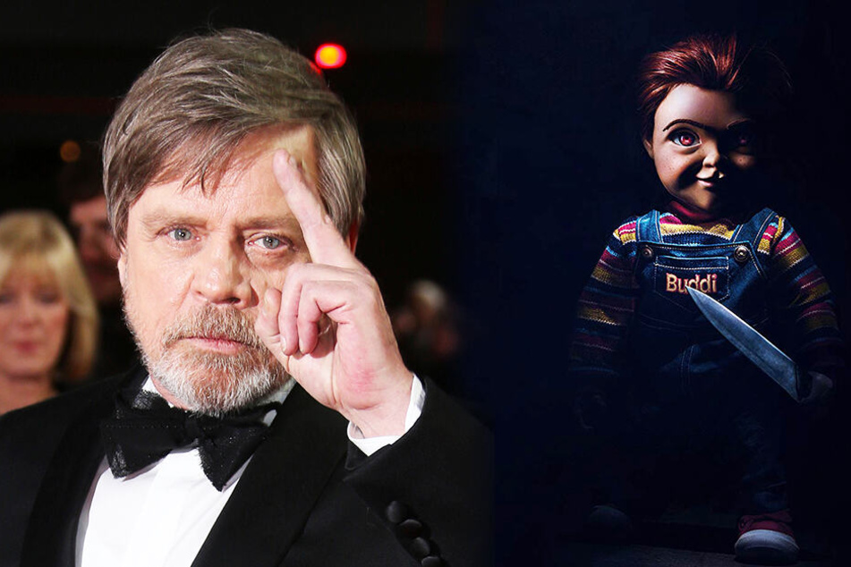 Star-Wars-Schauspieler Mark Hamill (l.) spricht Mörderpuppe Chucky (r.). (Bildmontage)