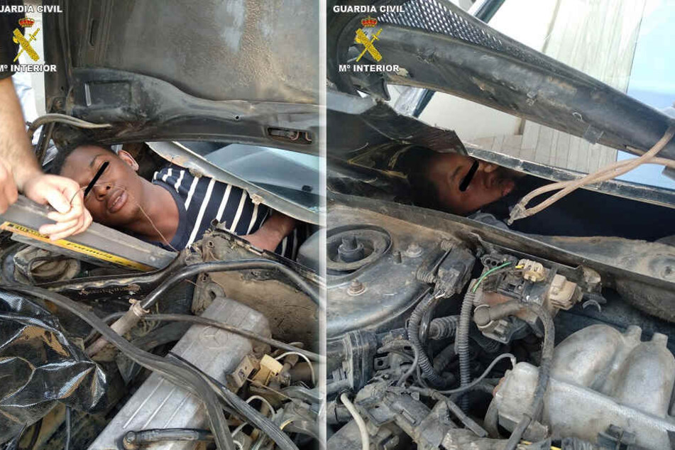 Direkt neben dem Motorraum versteckte sich der Flüchtling.