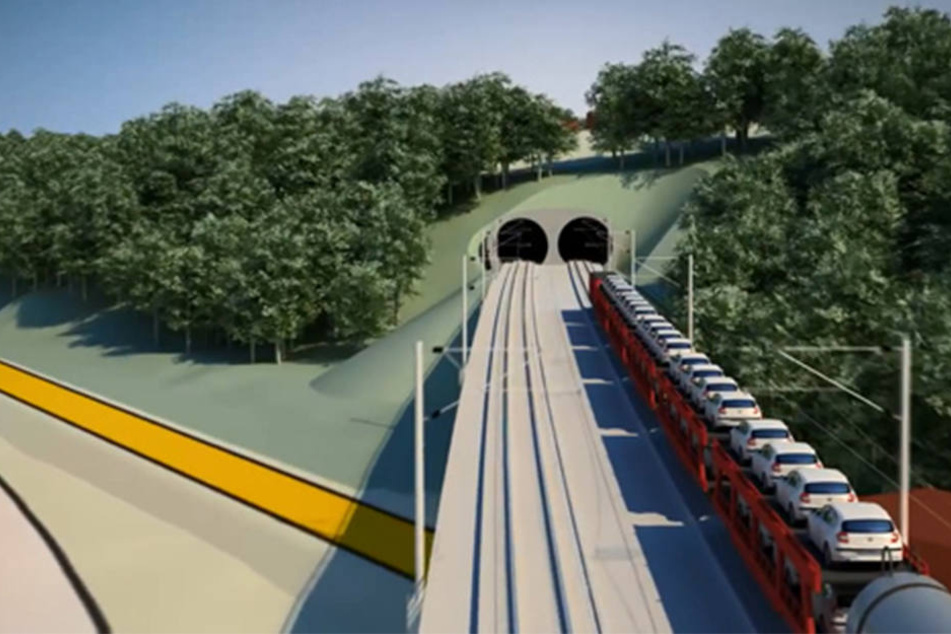 Bislang verläuft die Bahnstrecke nach Prag nur oberirdisch. Künftig
befinden sich 26 der 43 Kilometer in Tunnelröhren.