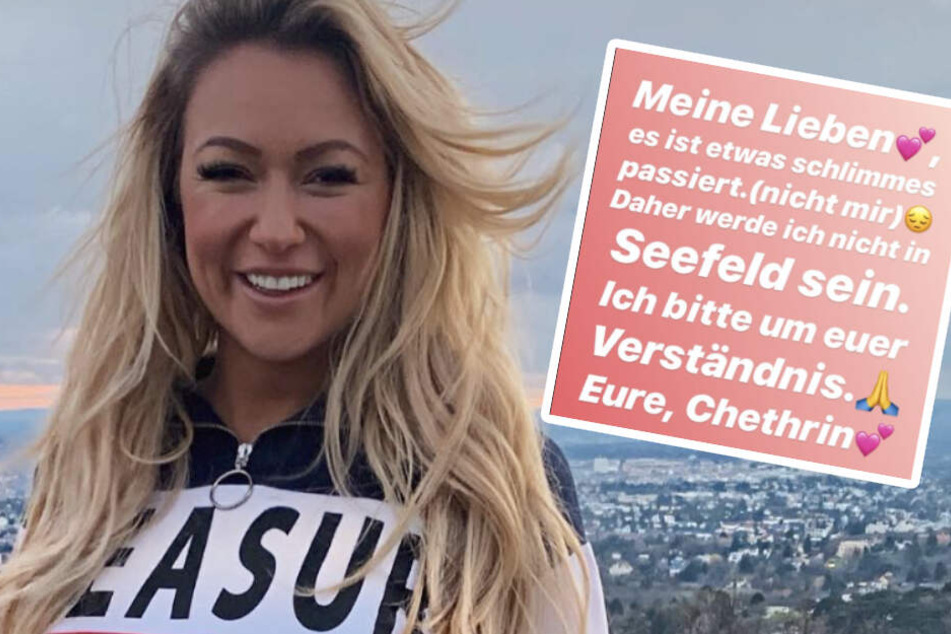 Chethrins Fans kennen die hübsche Blondine sonst nur freudestrahlend. In ihrer Instagram-Story sorgt sie nun für Aufsehen. (Bildmontage)