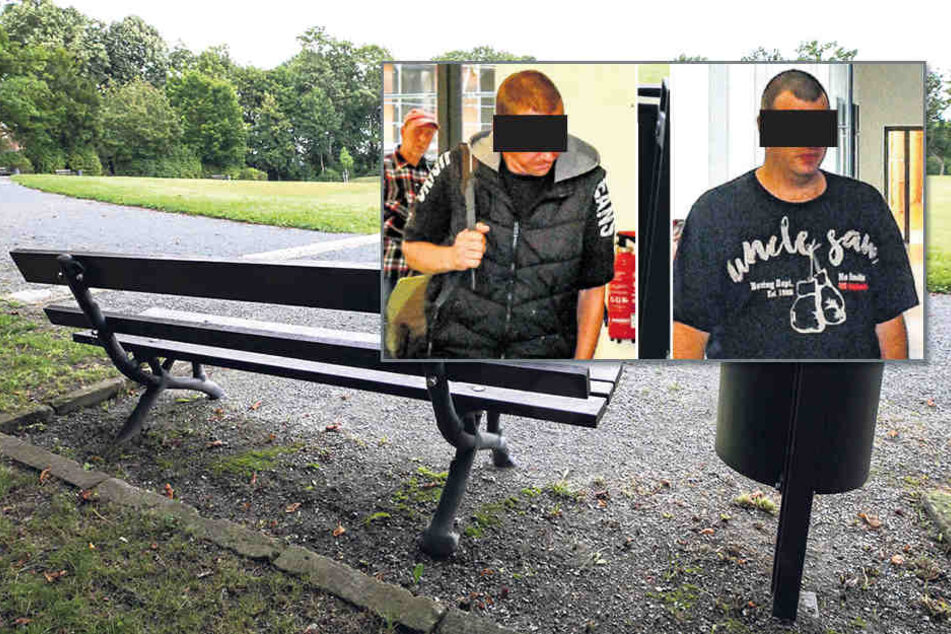 Mit 4,05 Promille
drosch Sven N.
(31, li.) auf einen
Mann ein. Falko F. (31)
muss für die
Attacke Arbeitsstunden
leisten.