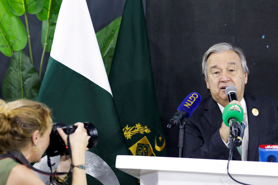 Secretary-General of the United Nations Antonio Guterres attends a news conference as the COP27 climate summit takes place in Sharm el-Sheikh, Egypt.
