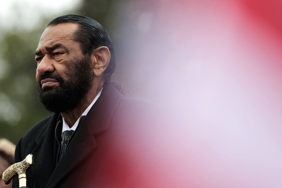 Representative Al Green speaks at a press conference after joining "Remove the Regime" protesters as they marched from Union Station to the Capitol in Washington DC on November 20, 2025.