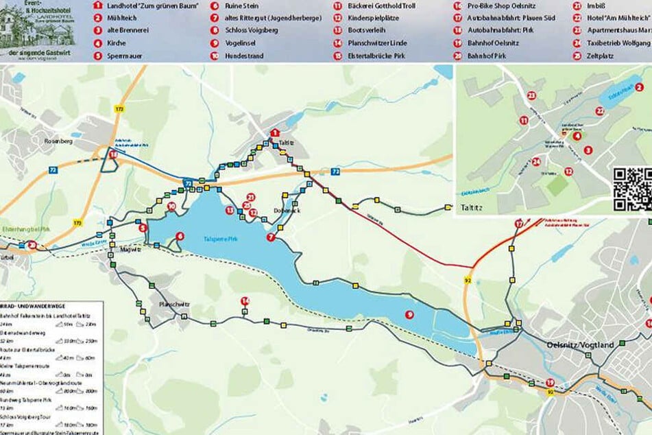 So sieht der neue Routenplaner für Wanderfreunde rund um die Talsperre Pirk aus.