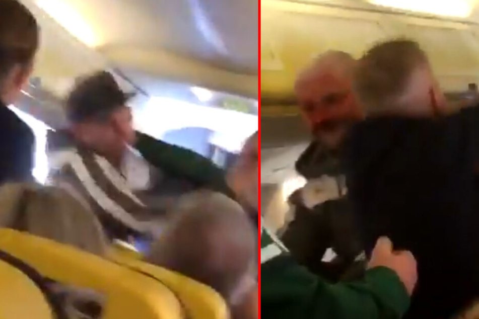Im Flugzeug prügelten sich mehrere Passagiere,