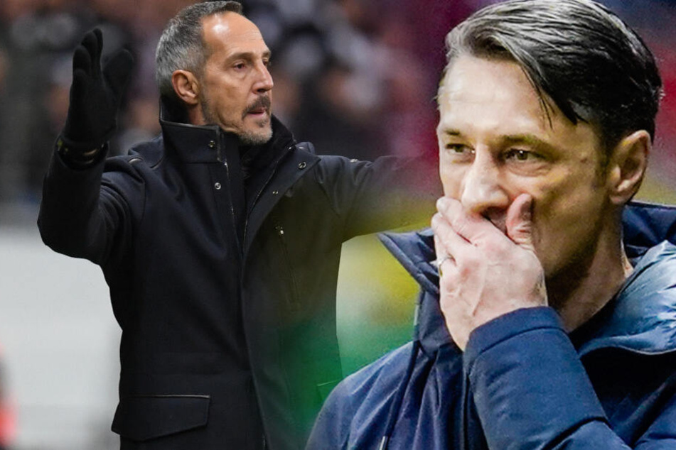 Hertha BSC soll neben Niko Kovac (r) auch an Eintracht Frankfurt-Trainer Adi Hütter (l) Interesse haben.
